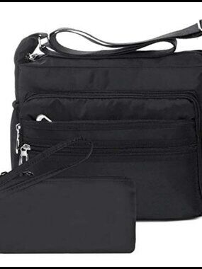 Waterproof Nylon Crossbody Shoulder Bag Multi Pockets RFID Travel Purse